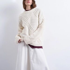 Topshop Cream V-Neck Sweater